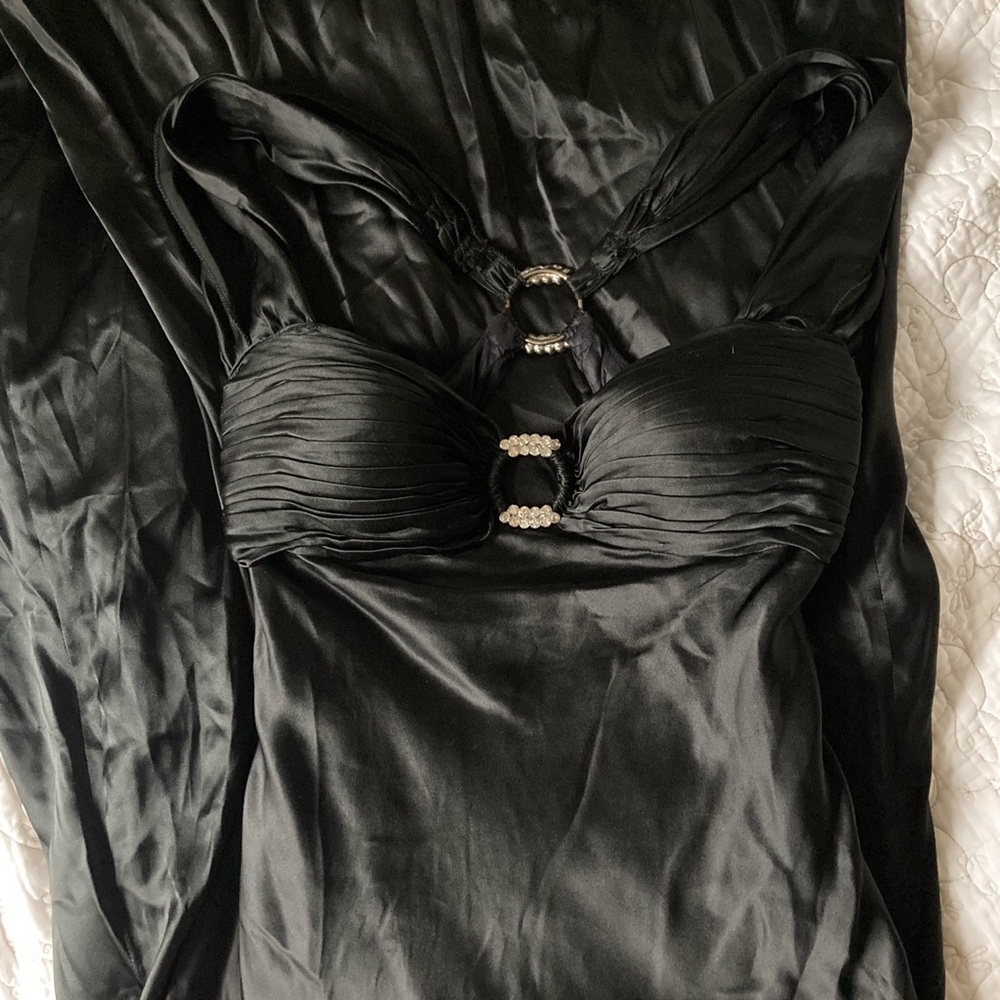 NWT aidan mattox black vintage size 6 silk floor length  dress